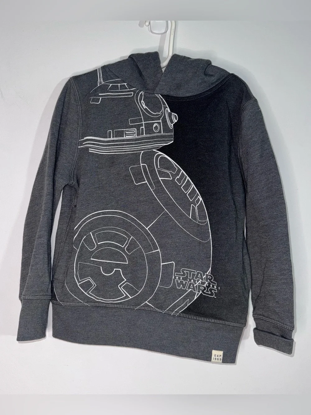 Gap Kids Star Wars BB-8 Graphic Hoodie Gray Pullover Sweatshirt XS 4-5